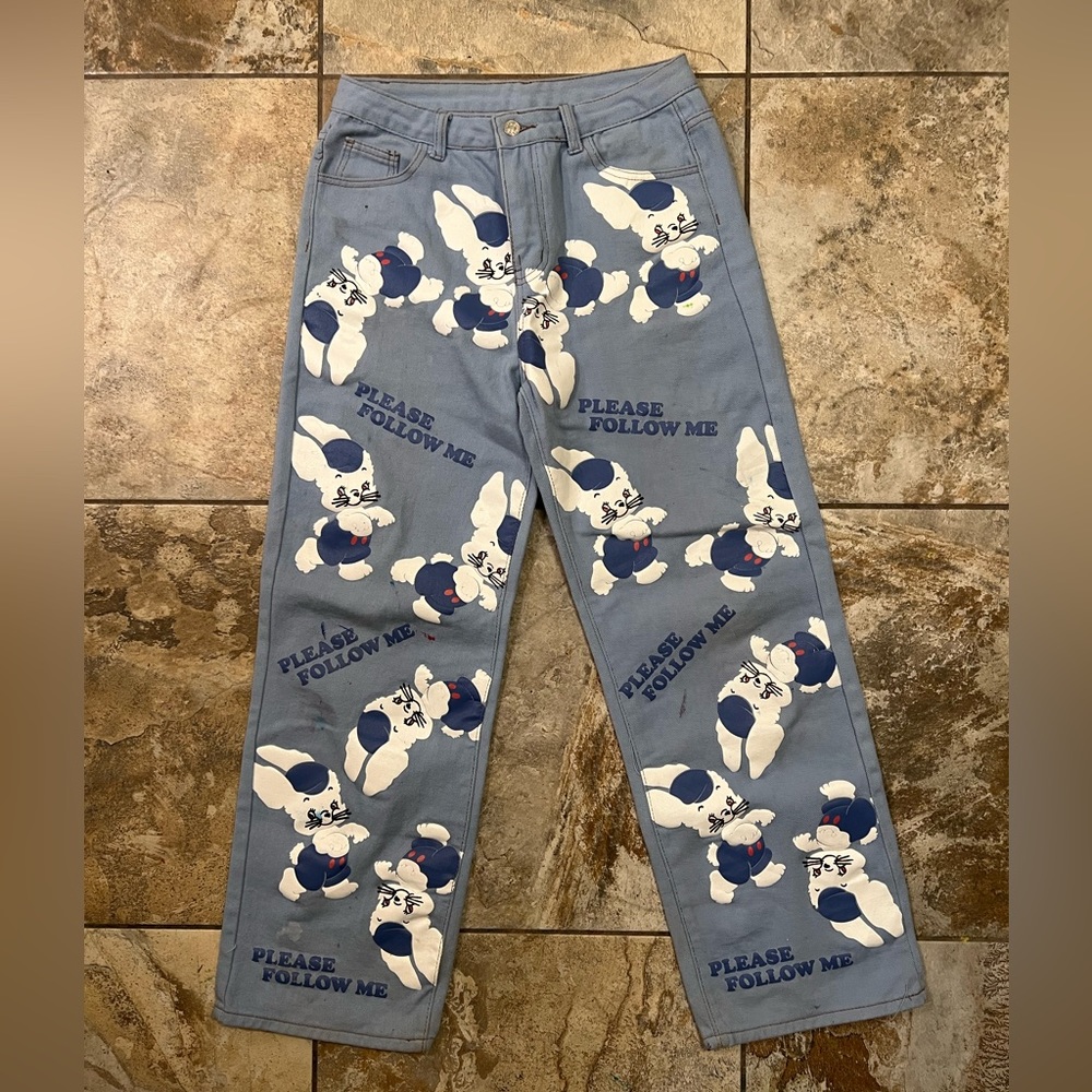 Y2K nineties blogger TikTok jeans bunny rabbit follow me 28” waist